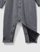 Combinaison gris chiné rayé print dos coton bio bébé-4