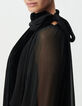 Women&rsquo;s black crushed velvet and voile mixed fabric dress-6