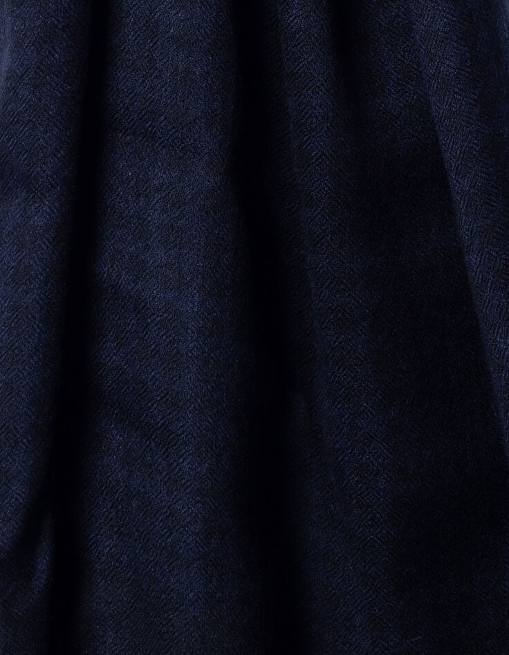 Marineblauer Herrenschal schwarzes Hahnentrittmuster-4