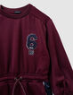 Robe bordeaux esprit sport bandes côtés fille-7