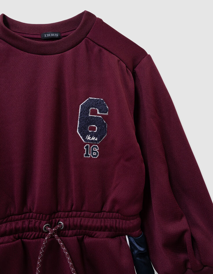Robe bordeaux esprit sport bandes côtés fille-7