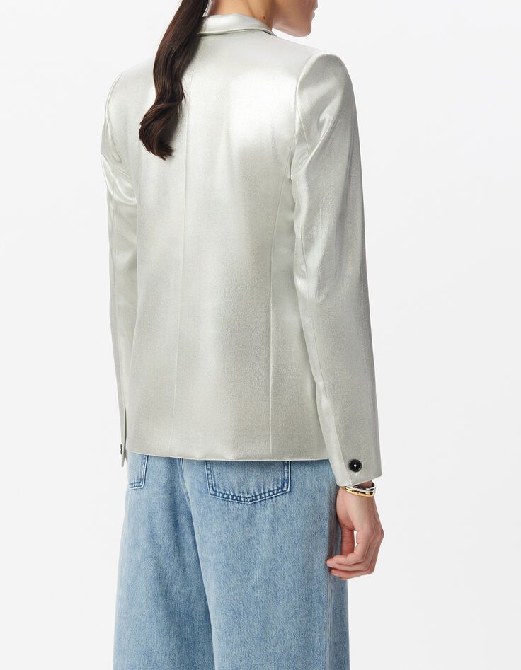 Damen Silber beschichtete Anzugjacke-3
