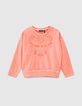 Girls’ dark coral sweatshirt with embroidered slogan-1