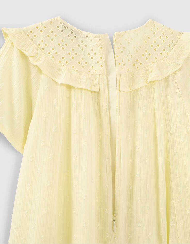Robe lemon broderie et jacquard plumetis fille -4