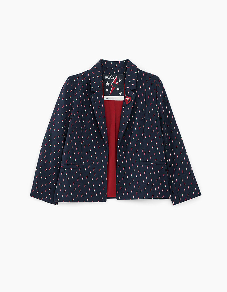 Veste de costume fluide navy imprimé éclairs fille-2