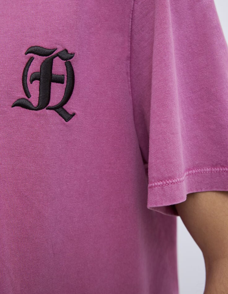 Tee-shirt pink d&eacute;lav&eacute; avec broderie Homme-5