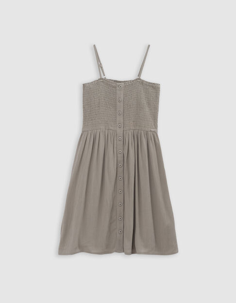 Robe fines bretelles kaki à smocks fille - IKKS