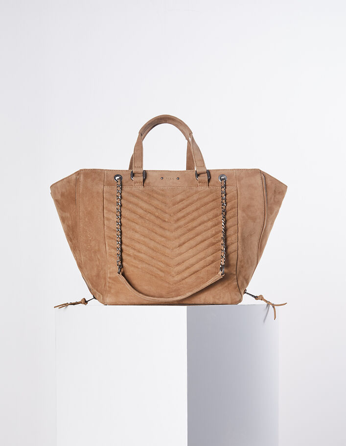 Women’s THE SAND 1440 goat suede chevron quilted tote bag - IKKS