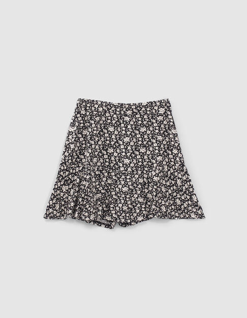 Falda pantalón negra estampado floral niña