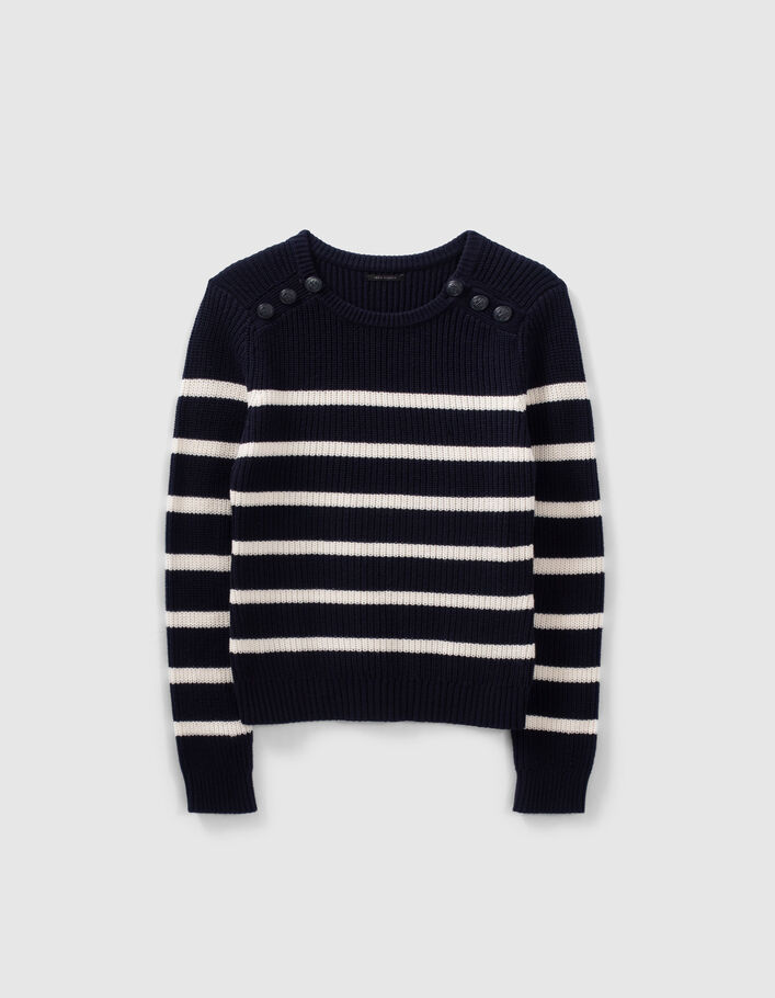 Women’s navy knit sweater with anchor buttons - IKKS