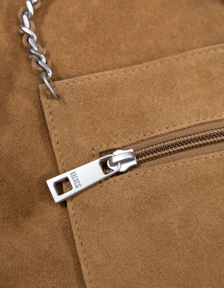 Sac Hobo camel cuir velours-8