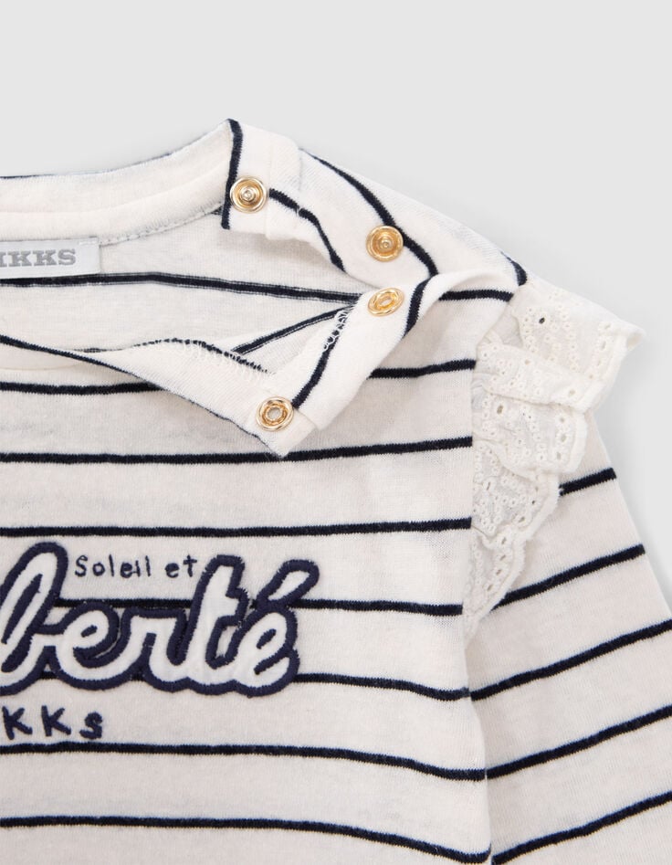 T-shirt marini&egrave;re &eacute;cru message brod&eacute; b&eacute;b&eacute; fille-5