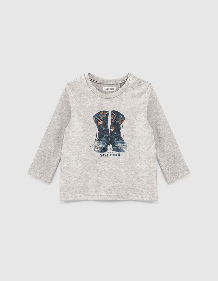 Baby boys’ grey boots image organic cotton T-shirt-1