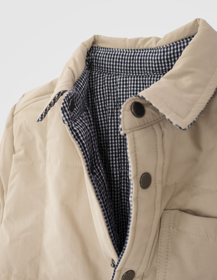 Veste réversible beige et vichy garçon-5