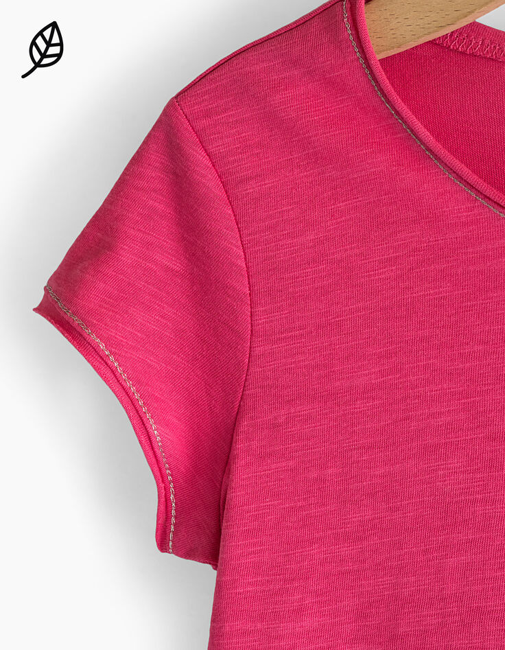 Camiseta rosa medio Essentiel ni&ntilde;a algod&oacute;n eco-5