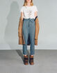 Women’s grey semi-plain 7/8 high-waist slim suit trousers-7