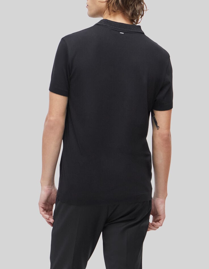 Pure Edition &ndash; schwarzes Herrenpoloshirt mit Lurexstreifen-3