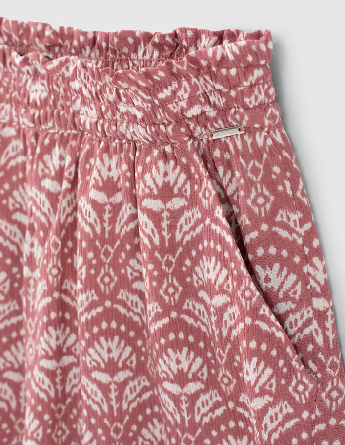 Rosenholzfarbene Mädchenshorts aus Ecovero® mit Batikprint-4