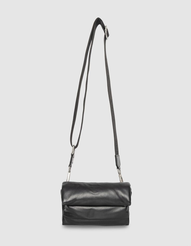Clutch bandolera negro cuero acolchado mujer-2 Clutch bandolera negro cuero acolchado mujer-2