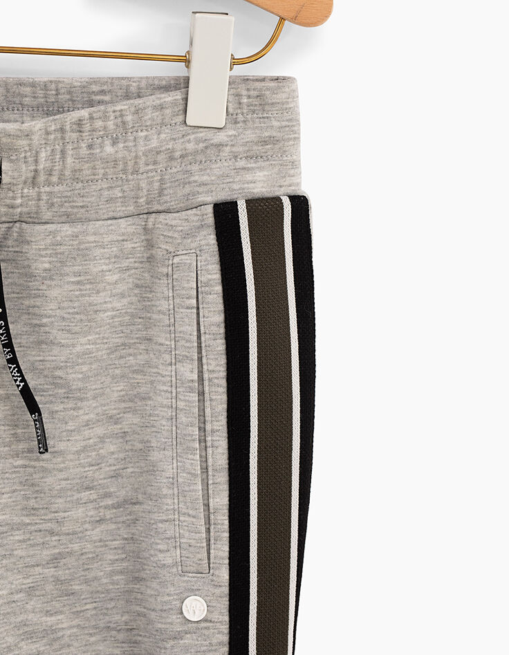 Pantalon molleton gris à bandes latérales garçon-3