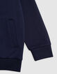 Navy two-material zipped cardigan message back for boy-7