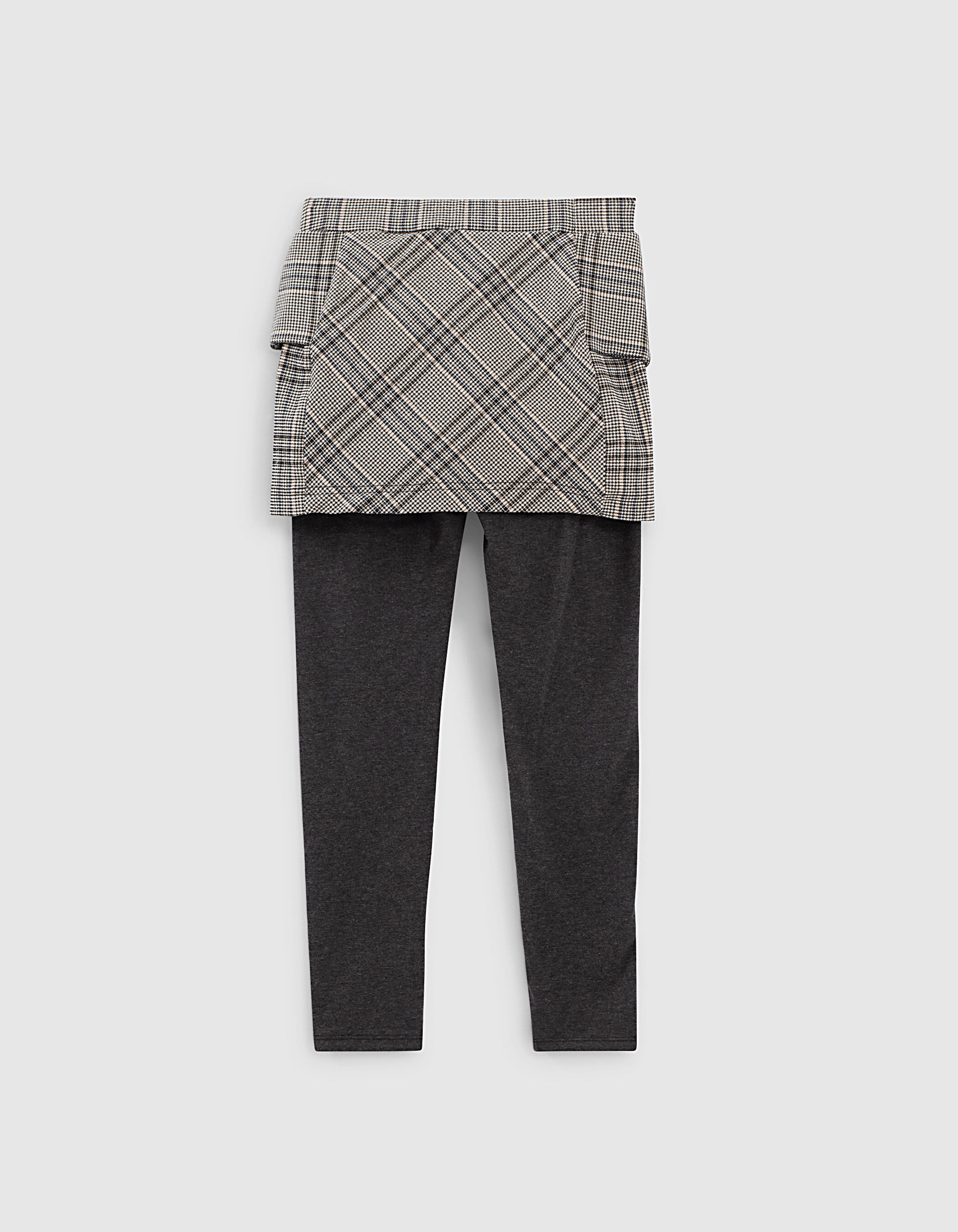 Girls charcoal Prince of Wales skirt leggings IKKS