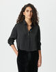 Korte zwarte hemdblouse maxi roos strass rug Dames-2