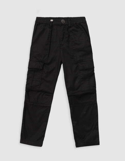Black BATTLE pants with elastic waistband for boy - IKKS