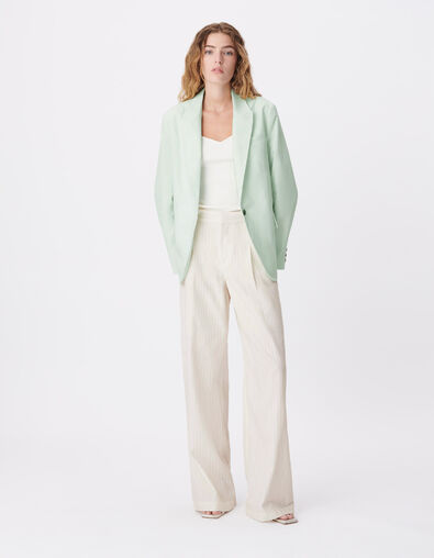 Damesjas in oversized groen linnen katoenmix - IKKS