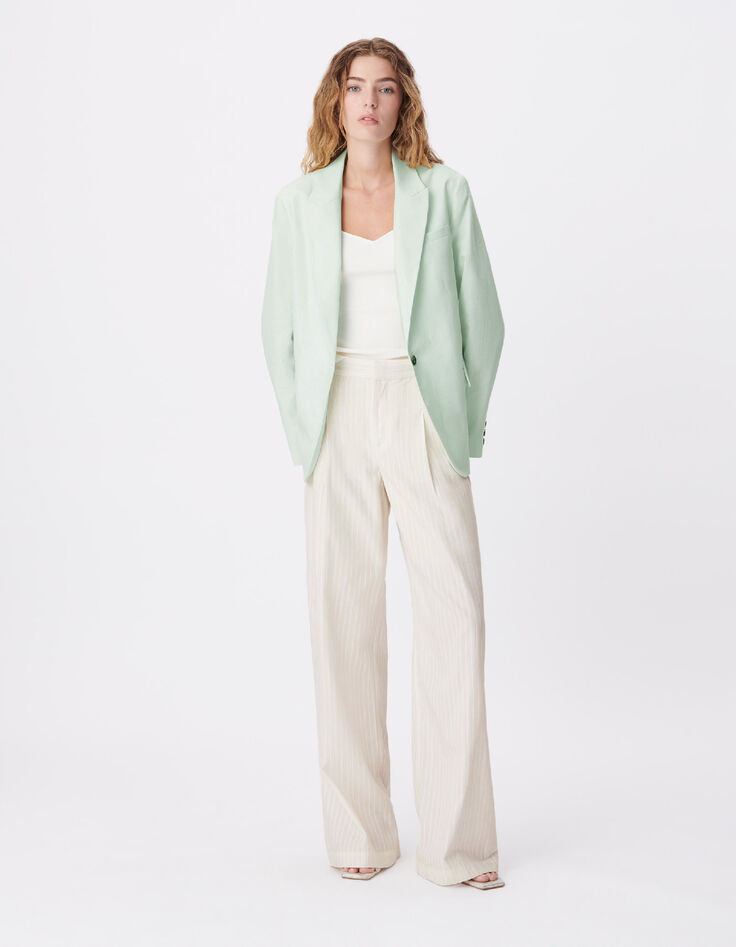 Damesjas in oversized groen linnen katoenmix-1