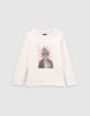 T-shirt écru visuel léopard fond tag pailleté fille-1