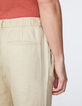 Beige CROPPED chino broek in linnen Heren-5