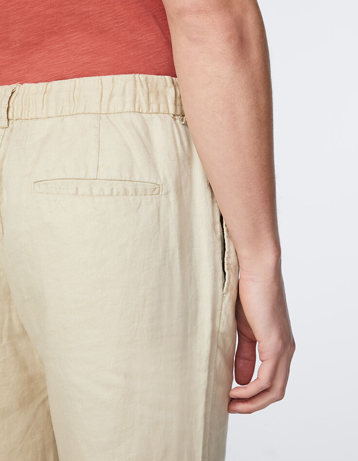Beige CROPPED chino broek in linnen Heren-5