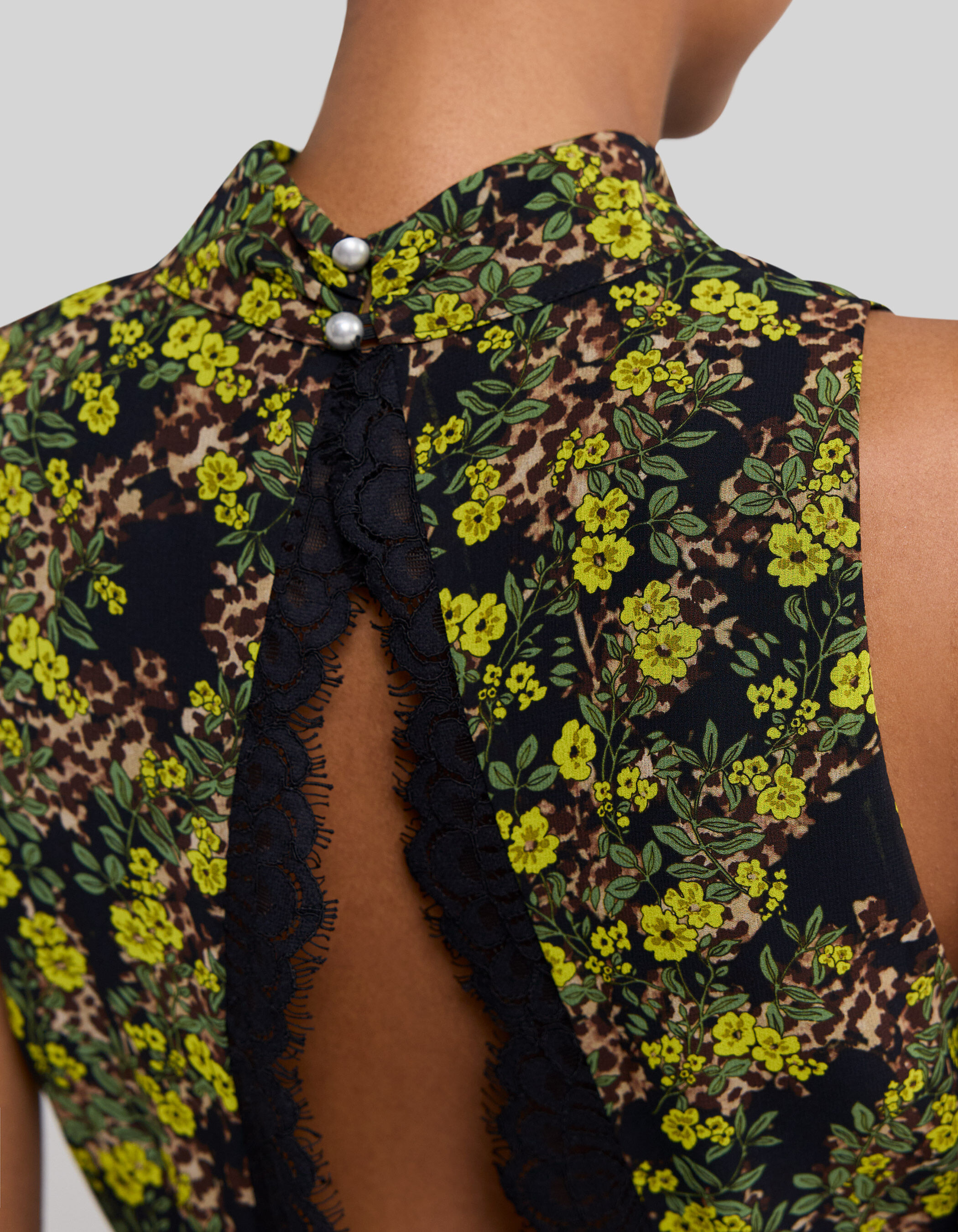 Robe longue noire recyclee imprime leo floral Femme IKKS