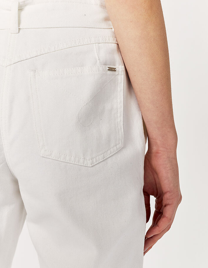Jean paper-bag blanc taille haute en coton bio femme - IKKS