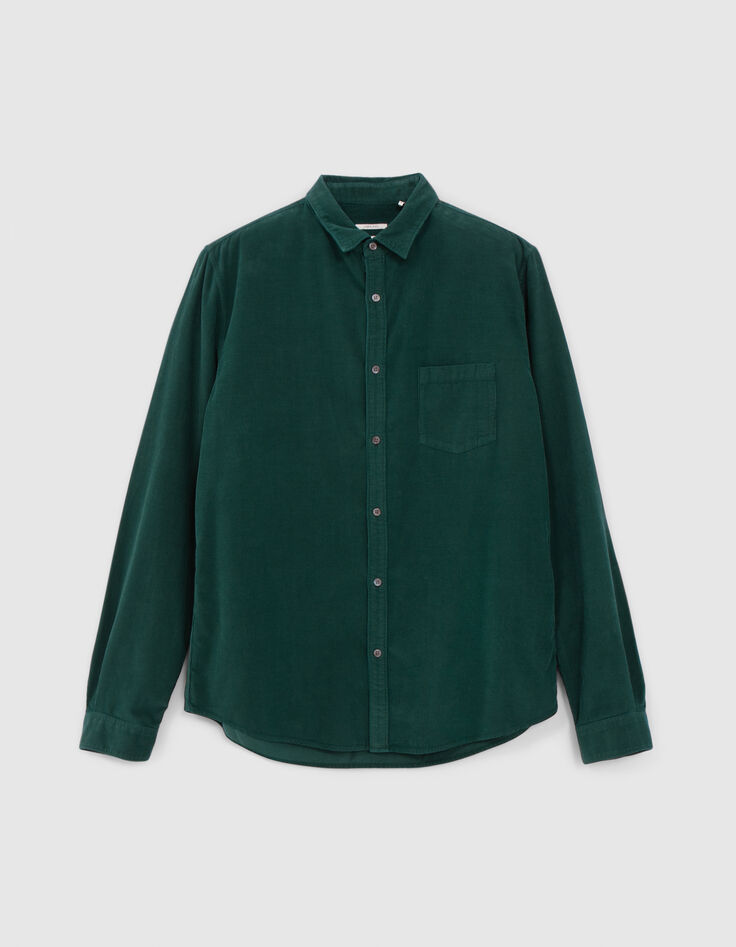 Chemise verte velours milleraies Homme-6