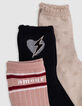 Rosa, goldene und schwarze Mädchensocken-4