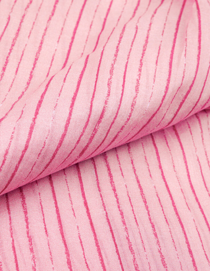 Chemise ray&eacute;e rose et rouge cropped Femme-8