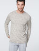 Pull vison tricot fin imprimé feuillage Homme-3