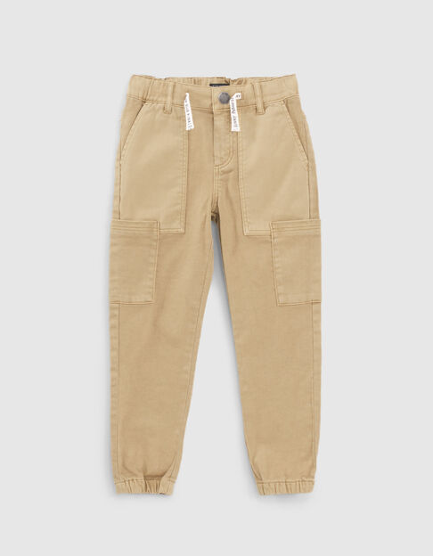 Beige battlebroek elastisch onderaan pijpen