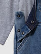 Set T-shirt en blauwe jeanstuinbroek babyjongens-5