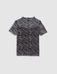 Black zebra motif mesh T-shirt-5