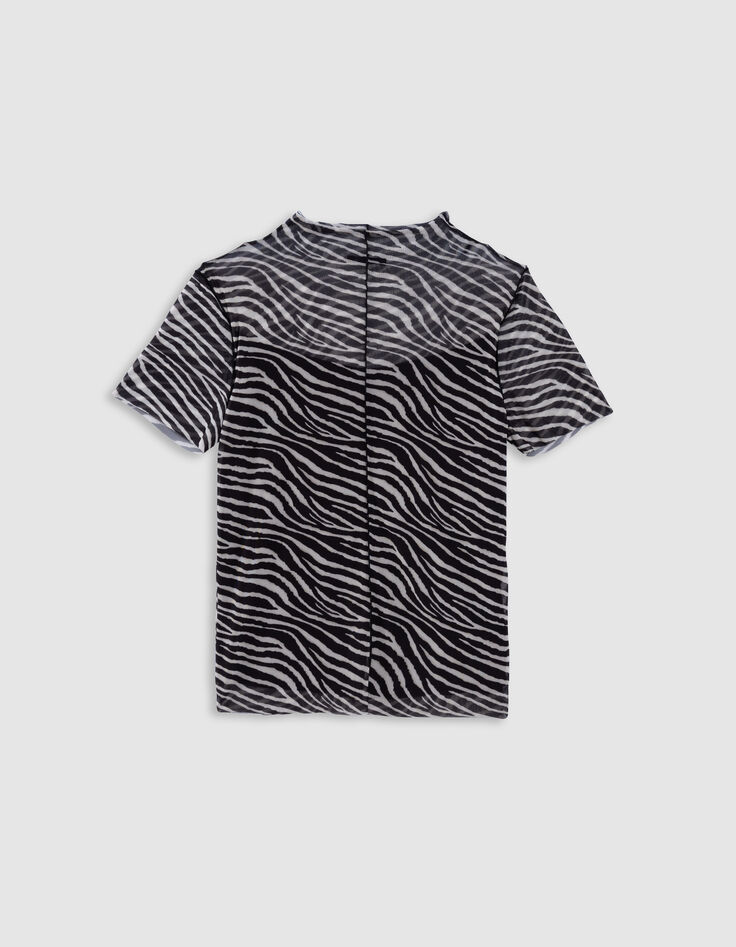 Black zebra motif mesh T-shirt-5 Black zebra motif mesh T-shirt-5