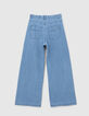 Blaue, WEITE M&auml;dchenjeans mit aufgesetzten Taschen-3