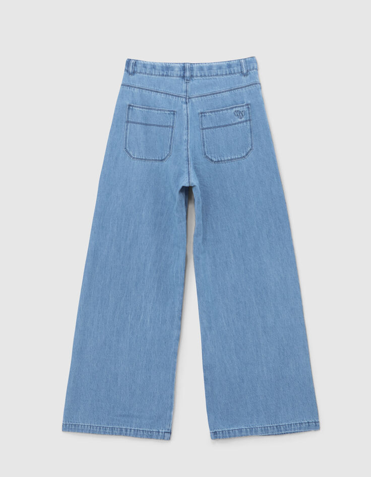 Blaue, WEITE M&auml;dchenjeans mit aufgesetzten Taschen-3