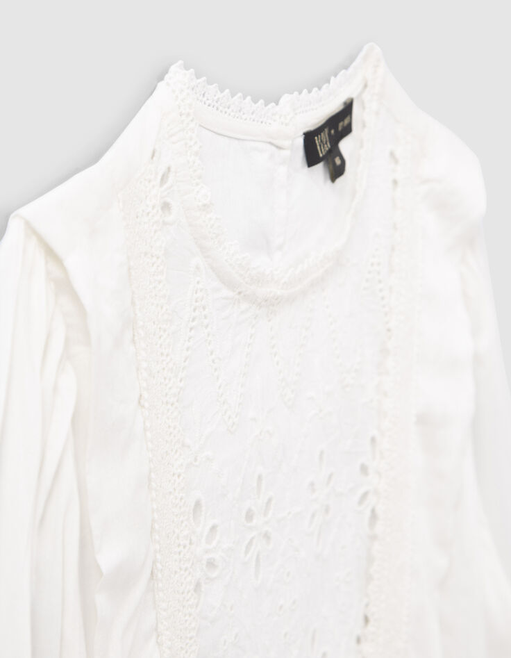 Blusa blanco roto plastr&oacute;n encaje ni&ntilde;a-2