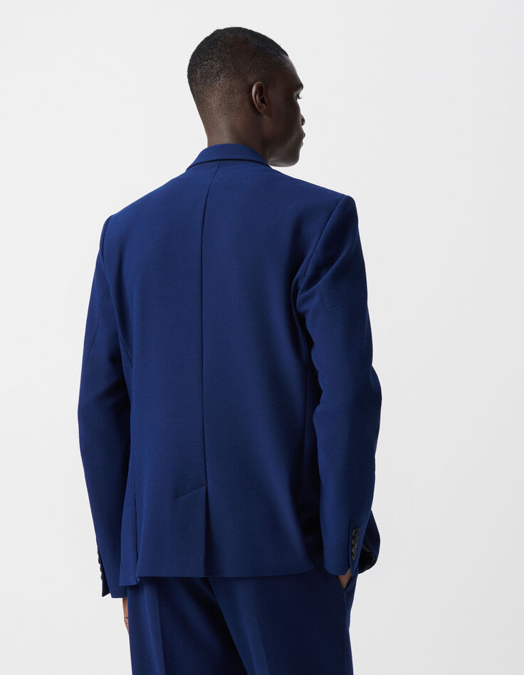 Indigoblaue Seersucker-Anzugjacke für Männer-3