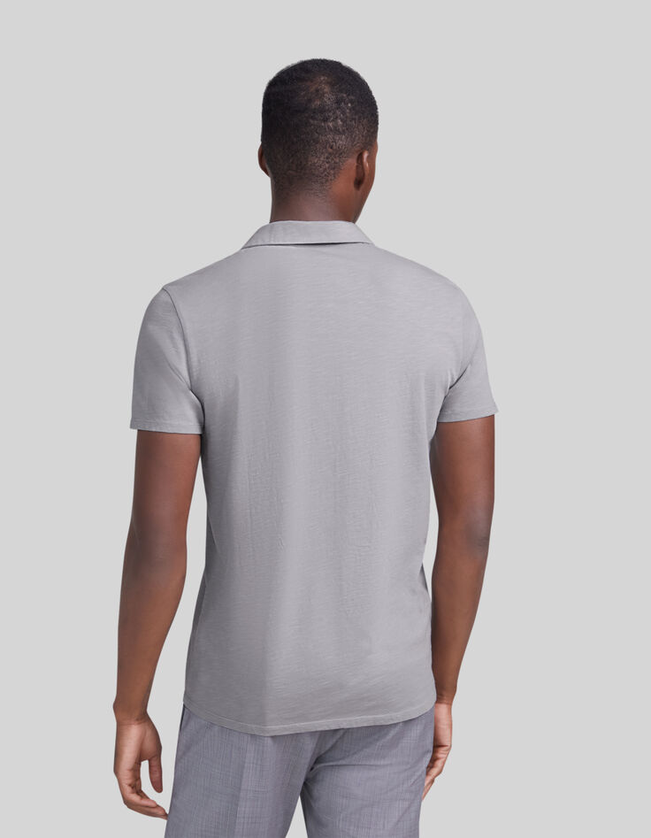 Polo azur coton bio flamm&eacute; Homme-3