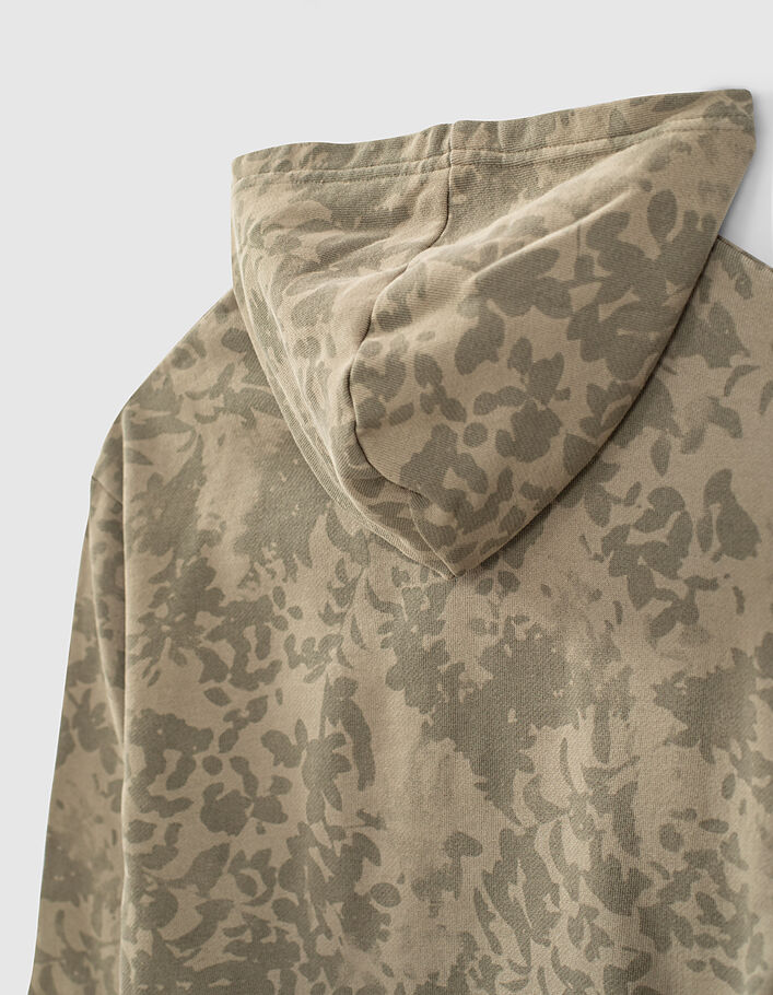 Boys’ khaki leaf camouflage motif hoodie - IKKS