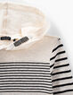 Camiseta marinera cruda rayas negras con capucha niño -4